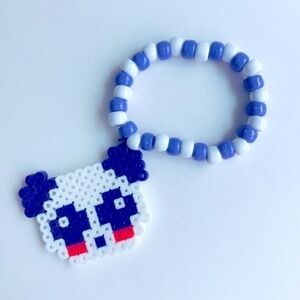 🍒 5/$25 🍒 Rave Kandi Purple Panda Perler Bracelet